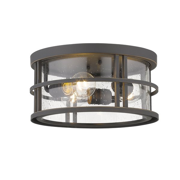 Z-Lite Jordan 3 Light Outdoor Flush Ceiling Mount Fixture, Oil Rubbed Bronze And Clear Seedy 570F-ORB